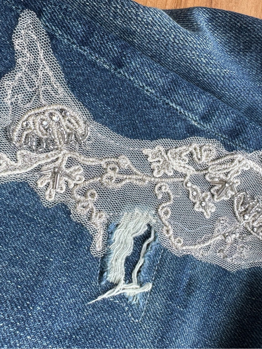 Lauren Ralph Lauren Womens Lace Patchwork Relaxed Tapered Jeans in Indigo Sz 6 - Picture 11 of 11